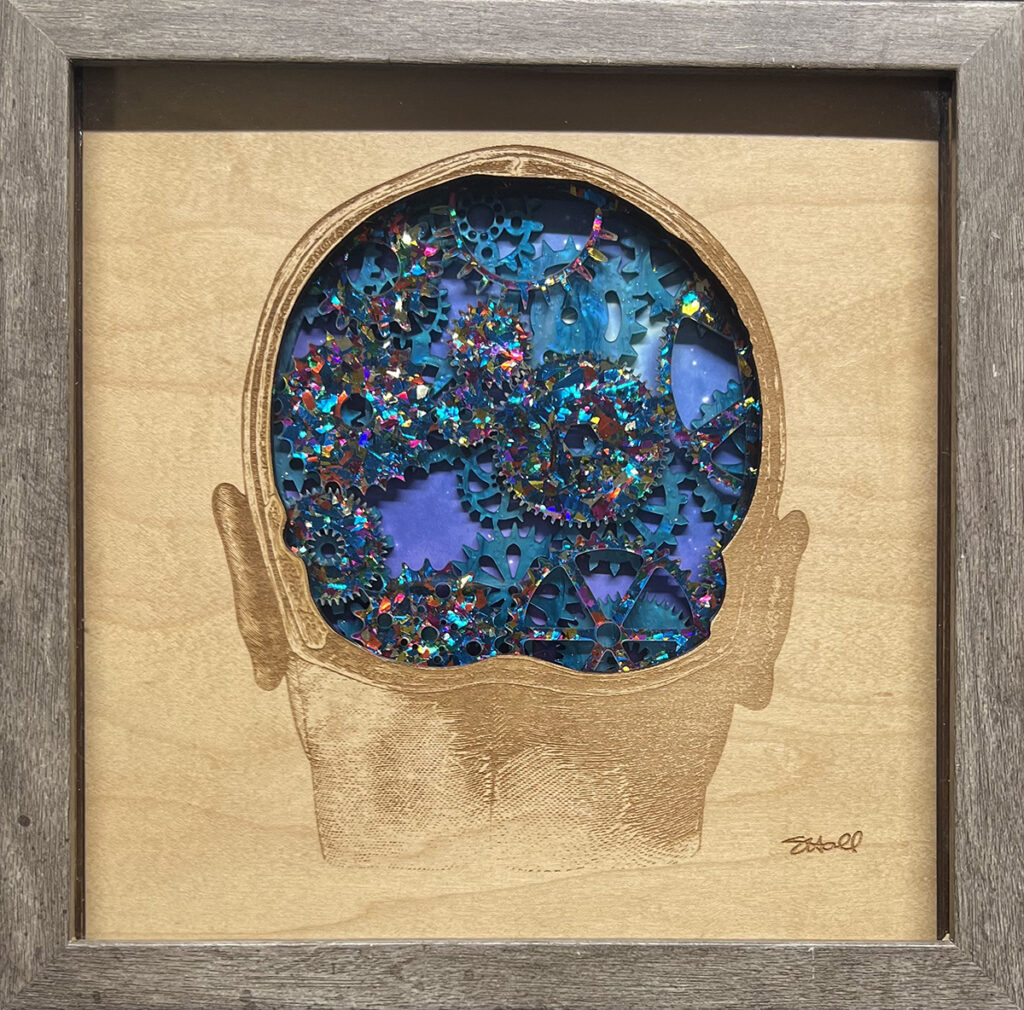 Wood and Acrylic Brain