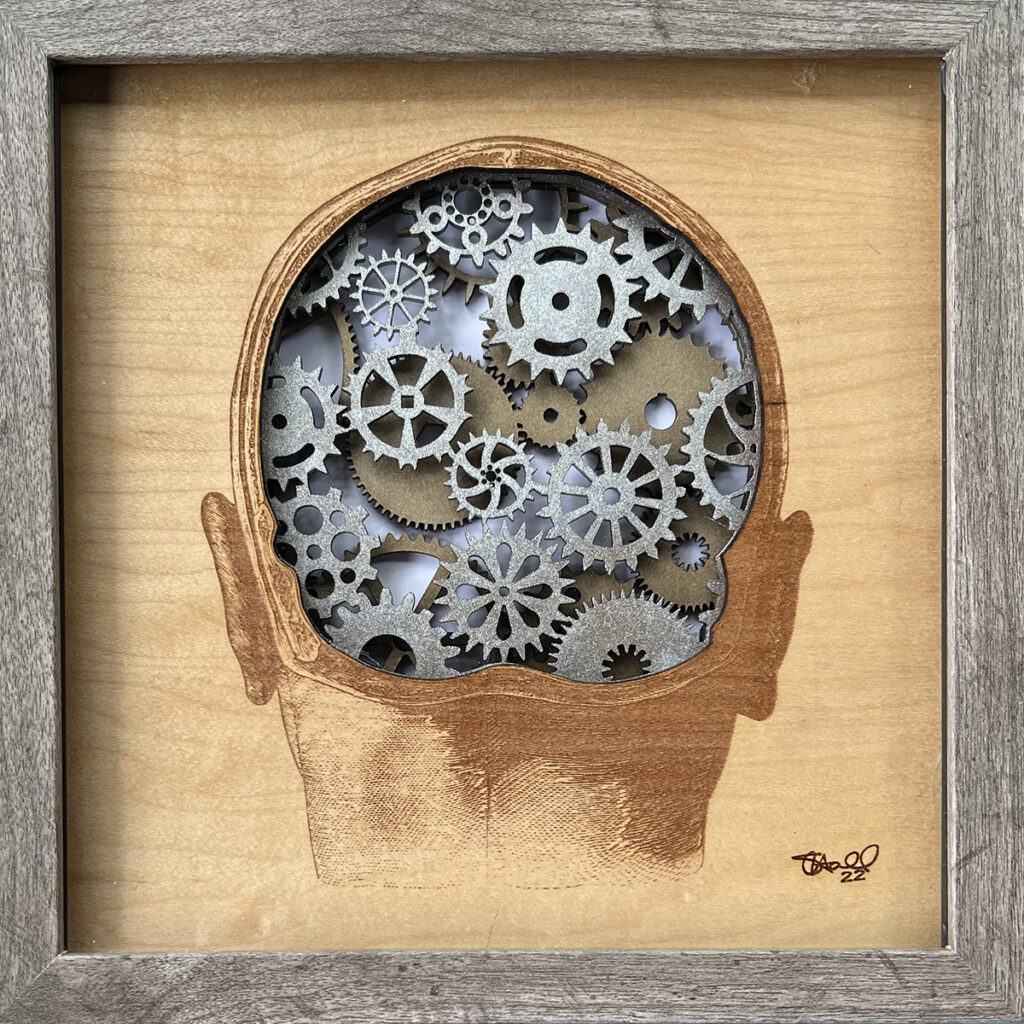 Wood and Acrylic Brain